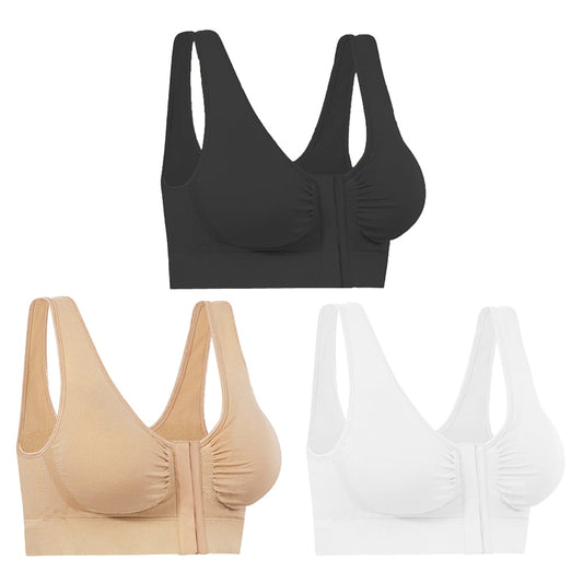 As Seen on TV - Miracle Bamboo Comfort Bra Deluxe Seamless Front Closure - 2XL (40”–42”)- Set of 3