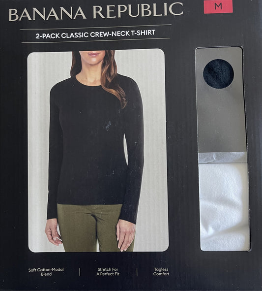 Banana Republic 2-Pack Classic  Crew - Neck T-Shirt (Black / White )  Medium