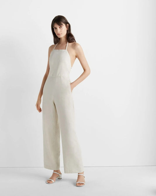 Club Monaco NATURAL Women's Backless Jumpsuit, US 12