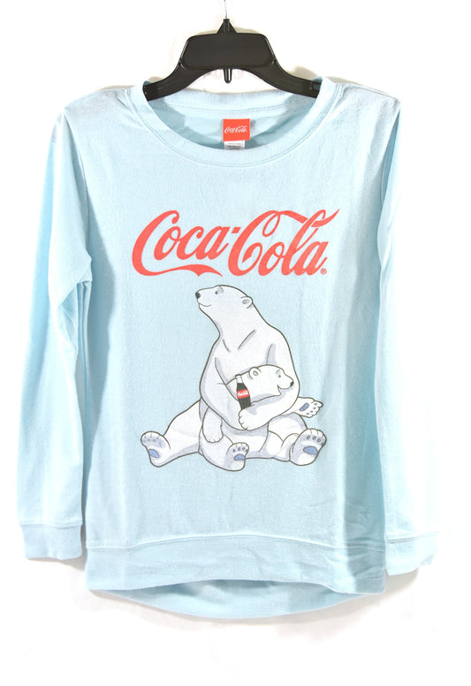 Coca-Cola Brushed Fleece Sweatshirt Women's Tunic Length XXL Crystal Blue Long Sleeve