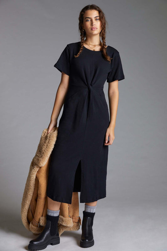 Daily Practice by Anthropologie Twist-Front Midi Dress, Black, XS