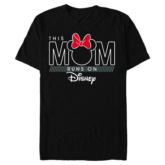 Disney Minnie Mouse This Mom Runs on Disney - Short Sleeve Blended T-Shirt for Adults- Customized-Black