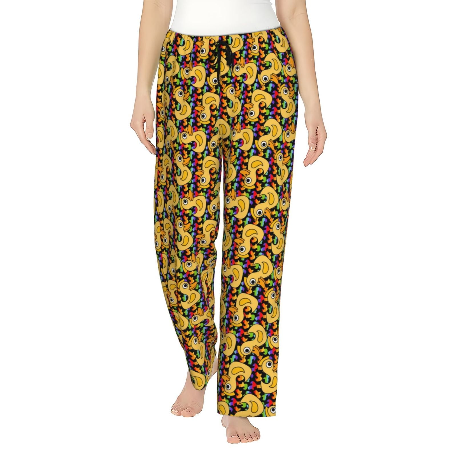 Gaeub Cartoon Ducks Soft Pajama Pants for Women,&nbsp;Wide Leg Comfy Casual Lounge Yoga Capri Pants Wide Leg-