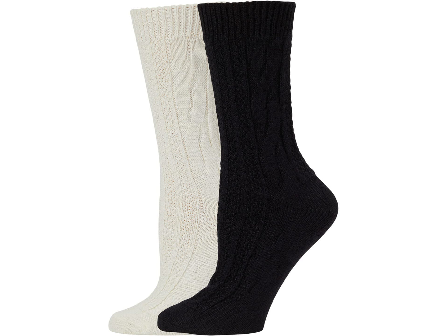 HUE Smart Temp Cable Ribbed Boot Socks 2-Pair Pack Ivory One Size