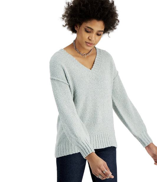 Hippie Rose Juniors' V-Neck Tunic Sweater Sage Mint Size M