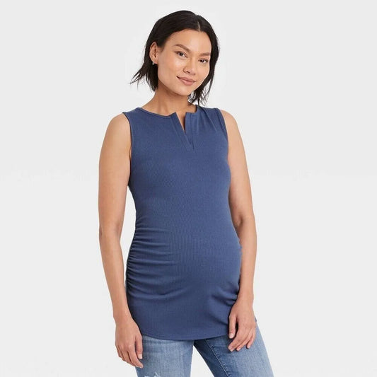 Ingrid & Isabel Women's Rib Maternity Tank Top Medium Blue