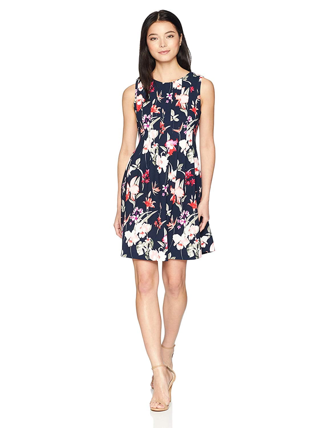 Jessica Howard Womens Navy Sleeveless Floral Mini Dress Petites 4P Chronoarc