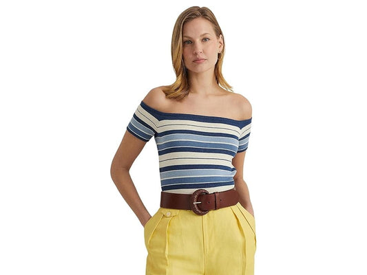 Lauren Ralph Lauren Womens Striped Off-The-Should Multi XL