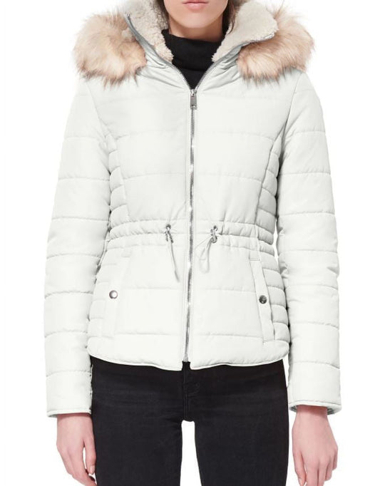 Maralyn & Me Women's IvoryJuniors' Faux-Fur-Trim Hooded Puffer Coat, XS