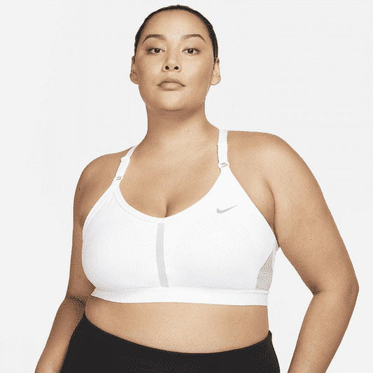 Nike Indy Women's Light-Support Padded V-Neck Sports Bra (Plus Size) Color: White/Grey Fog/Particle Grey Size: 1X