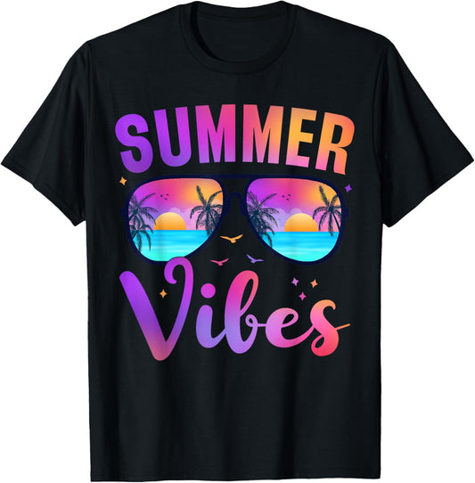 Playful Comfort Tee - Summer Vibes Palm Sunglasses 70's Beach Life Retro Summer T-Shirt