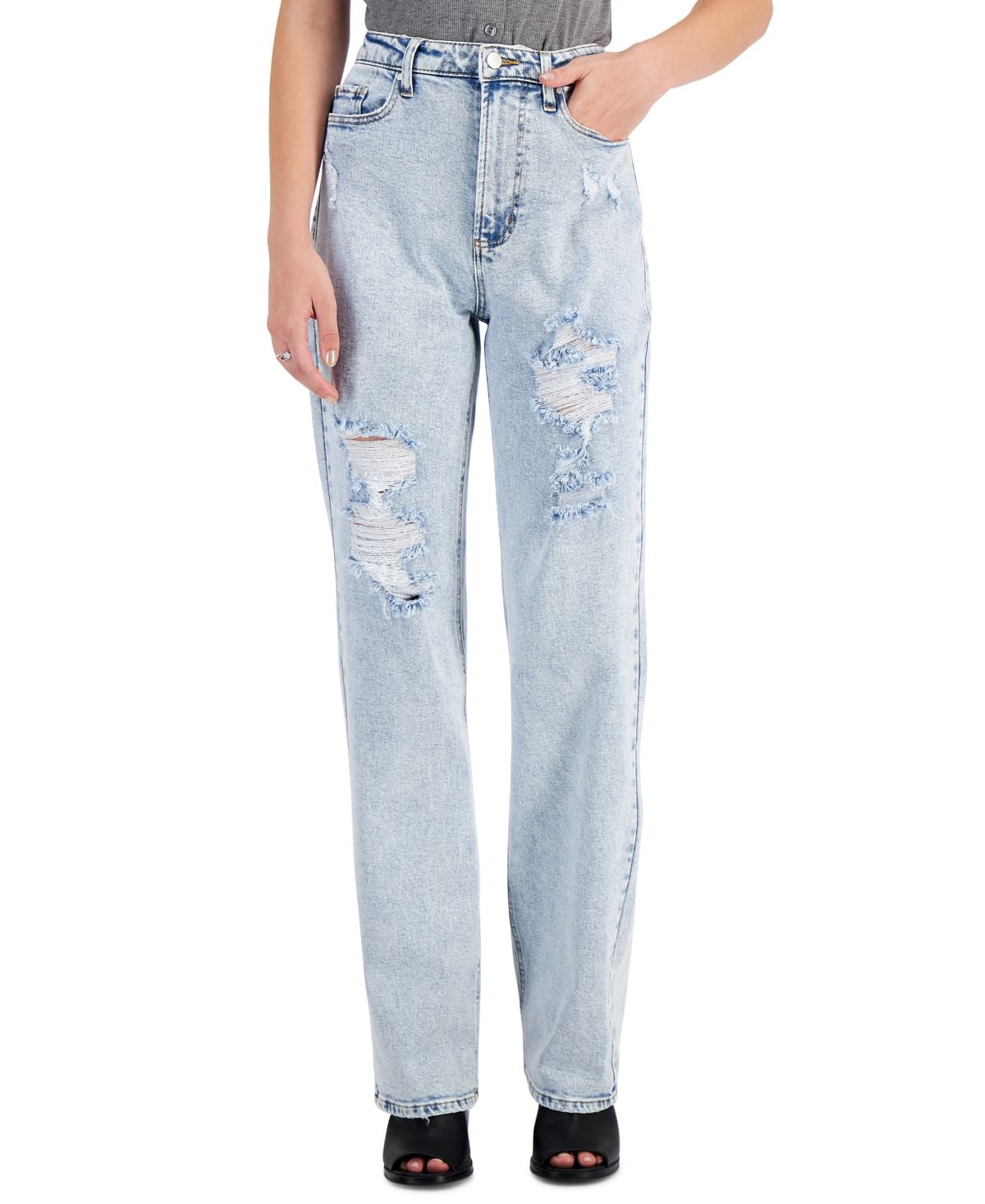Tinseltown Juniors 90s Wide Leg Jeans,Darius Wash,24W