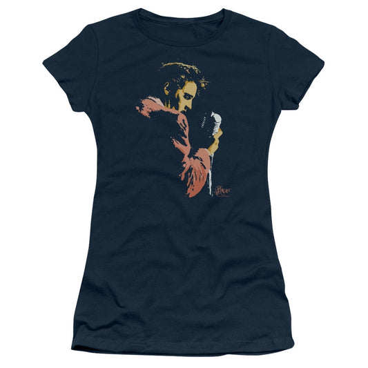 Trevco  Elvis Presley & Early Elvis Juniors Sheer Cap Short Sleeve T-Shirt, Navy - Extra Large