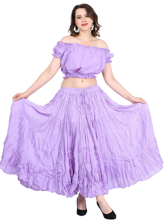 Wevez Women's American 40 Inch Cotton Tribal Skirt(Lilac)