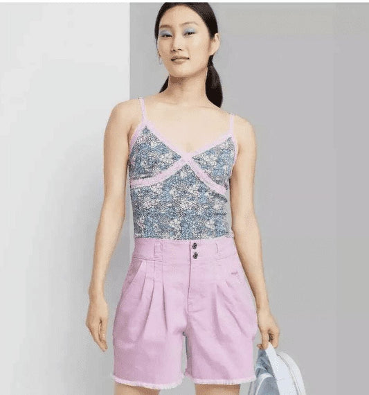 Wild Fable Super High Rise Bermuda, High Rise, Pleated Denim Shorts, Women's
