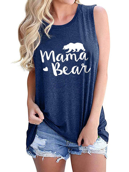 Women Letter Printed Tank Tops Yoga Workout Sleeveless Shirt Round Neck Vest Camis