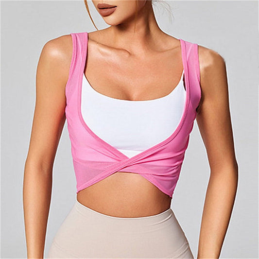 Women Mesh Yoga Shirt Sexy Short Sleeve T-Shirt Sport Top Blouse Cover Up Quick Dry Gym Clothes Running Fitness Tank Sportwear