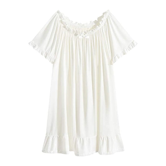Women's Cotton Nightgowns Vintage Lightweight Gown Sets Short Sleeve Princess Nightdress