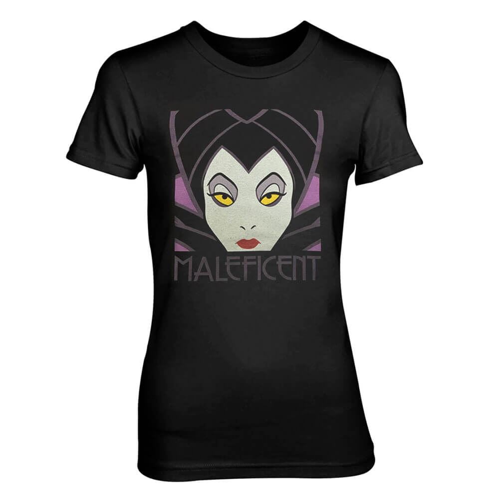 Women's Disney Maleficent Fitted Black T-Shirt - Adult Crew Neck Tee: Small