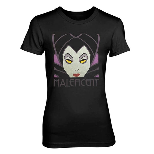 Women's Disney Maleficent Fitted Black T-Shirt - Adult Crew Neck Tee: Small