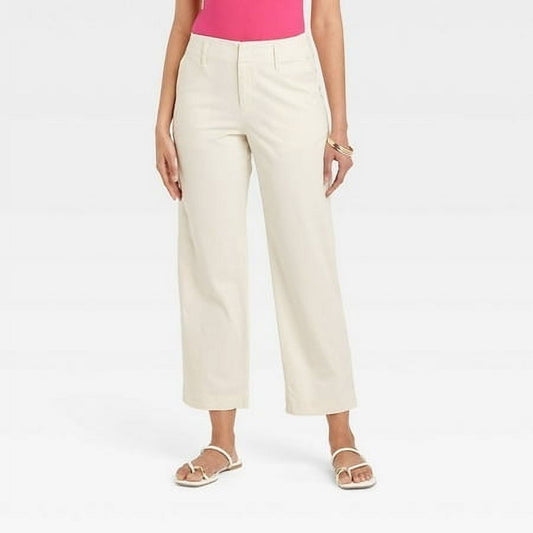 Women's High-Rise Straight Ankle Chino Pants - A New Day™ White 16