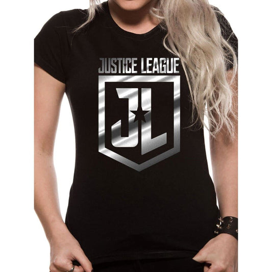 Women's Justice League Foil Logo T-Shirt - Adult Crew Neck Tee: Small