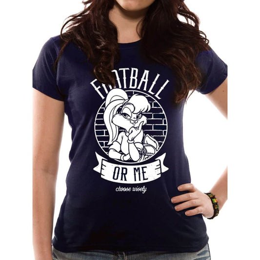 Women's Looney Tunes Football or Me Fitted T-Shirt - Adult Crew Neck Tee: X Large