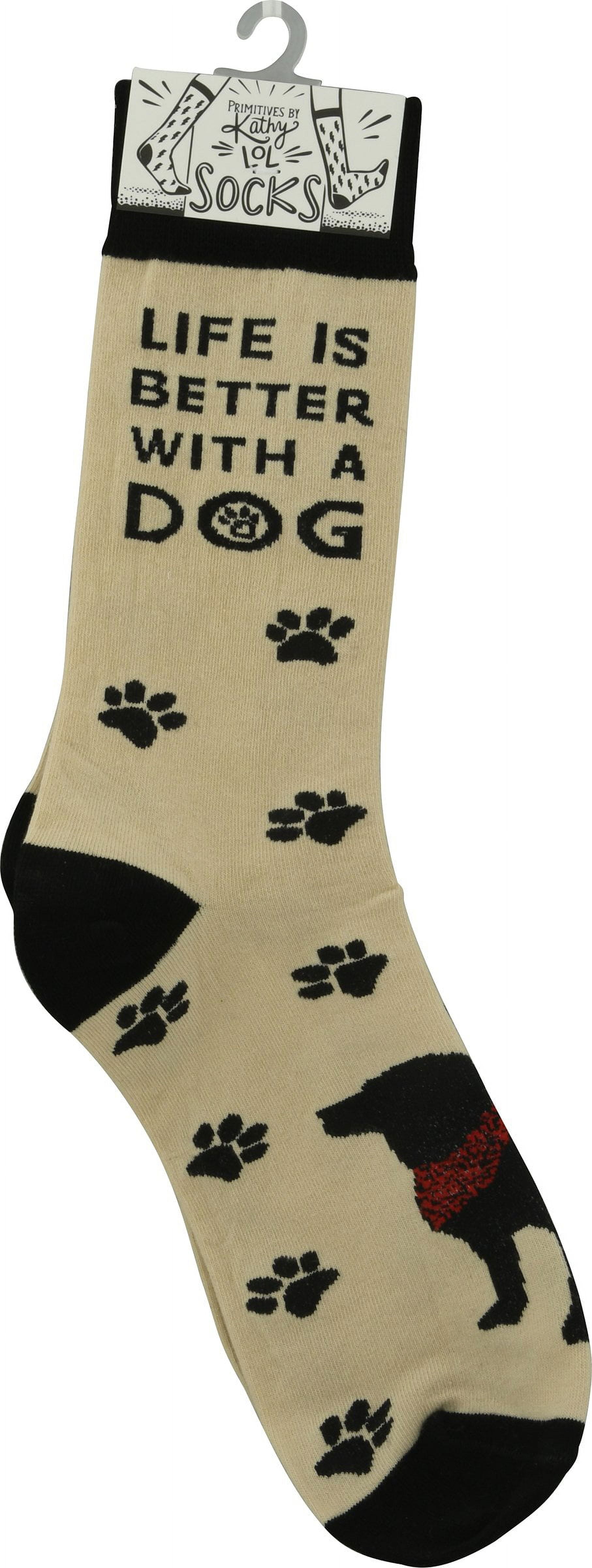 Primitives by Kathy - Dog Lover Life Is Better With A Dog Cotton Socks