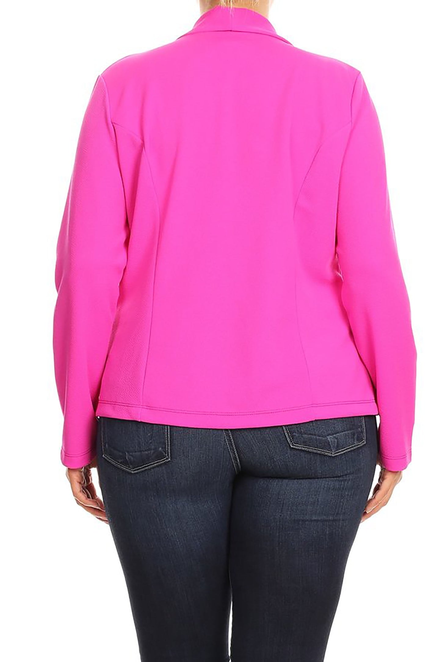 MOA COLLECTION Women's Plus Size Long Sleeve Open Front Blazer for Office and Casual Wear