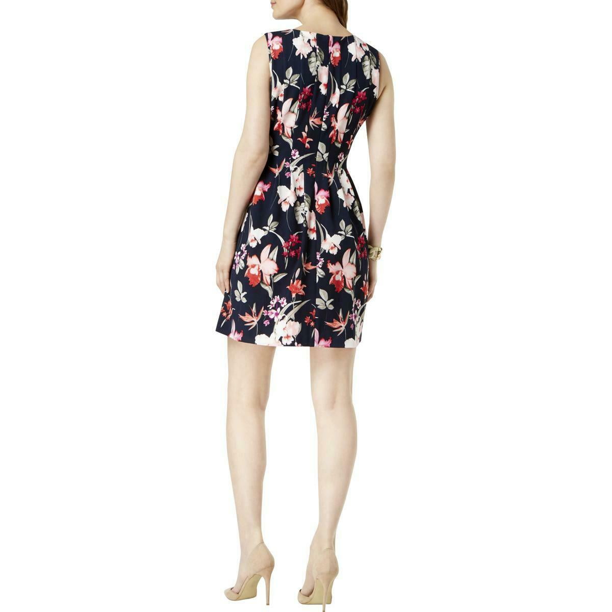 Jessica Howard Womens Navy Sleeveless Floral Mini Dress Petites 4P Chronoarc