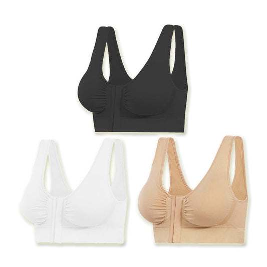 As Seen on TV - Miracle Bamboo Comfort Bra Deluxe Seamless Front Closure - 2XL (40”–42”)- Set of 3
