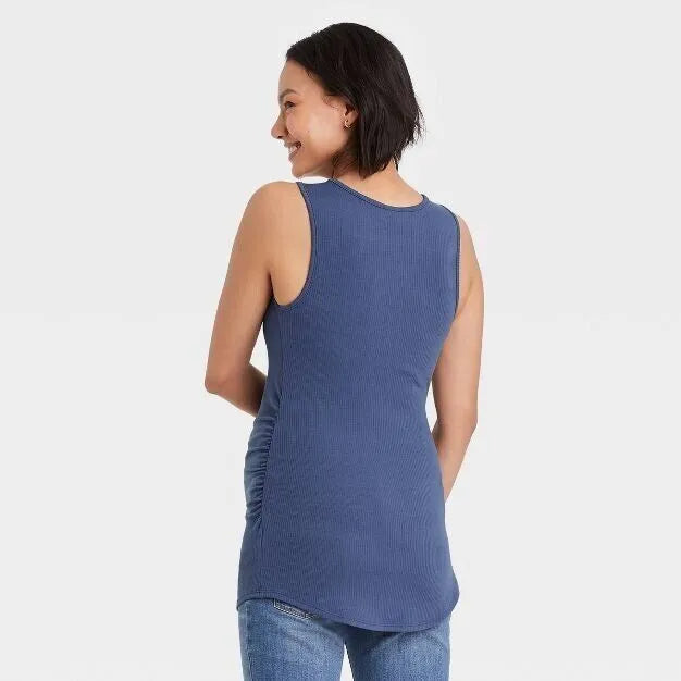 Ingrid & Isabel Women's Rib Maternity Tank Top Medium Blue