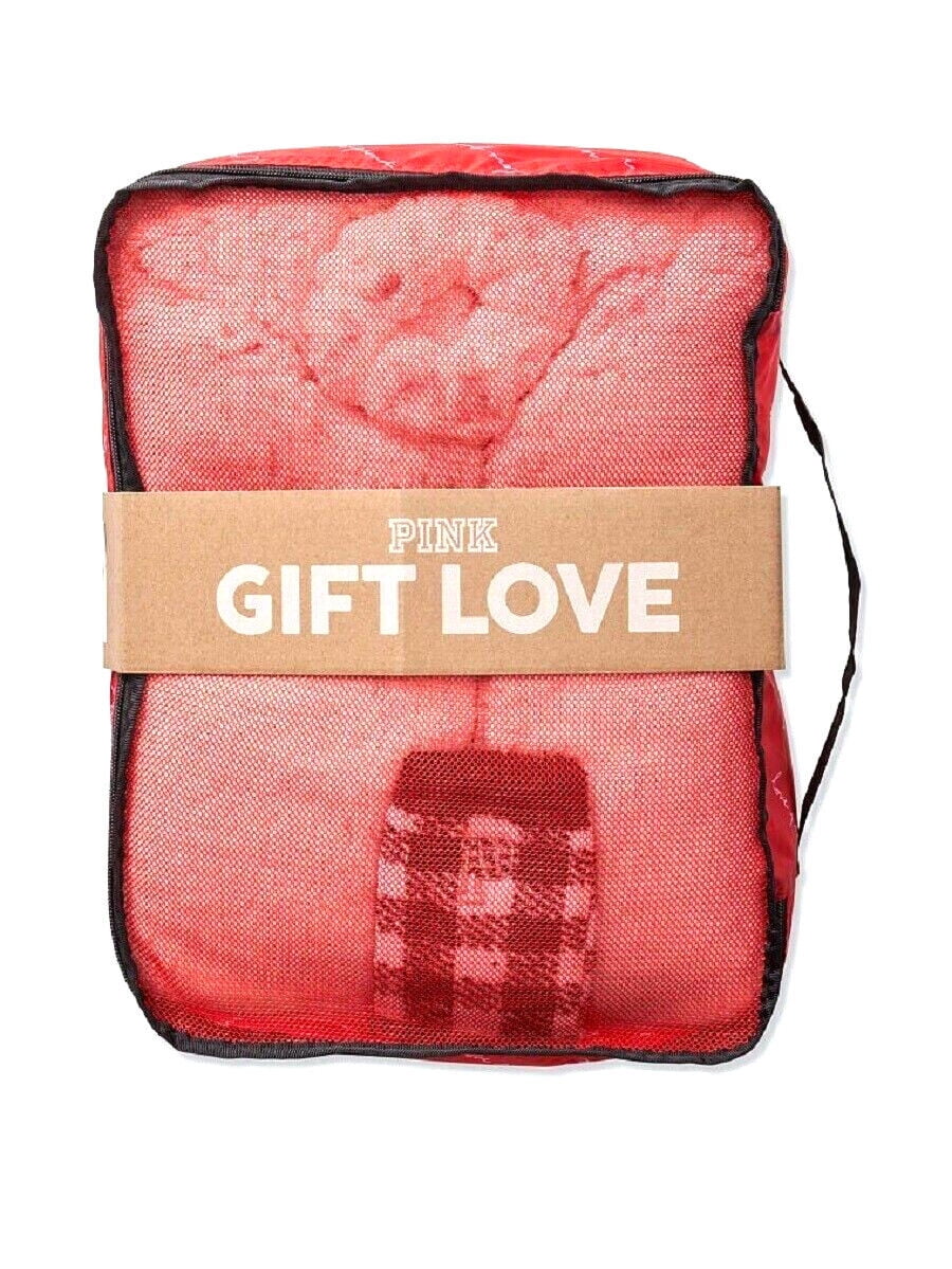 Victoria's Secret Pink Sherpa Pink Cardigan Gift Set One Size with Socks Scrunchie Bag New