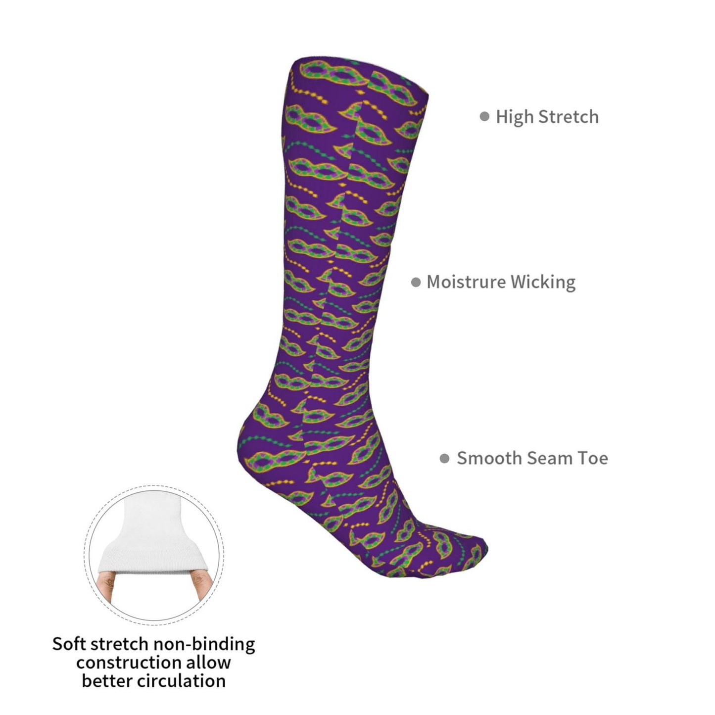 Sikiie Carnival Masks and Beads High Stockings Women Thigh High Stockings Over Knee Long Stockings-One Size