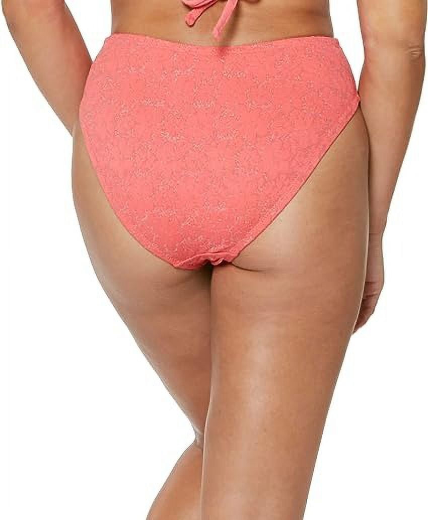 Jessica Simpson Women's Flower Power Printed High Waist Bikini Bottoms Swimsuit Orange Size Small