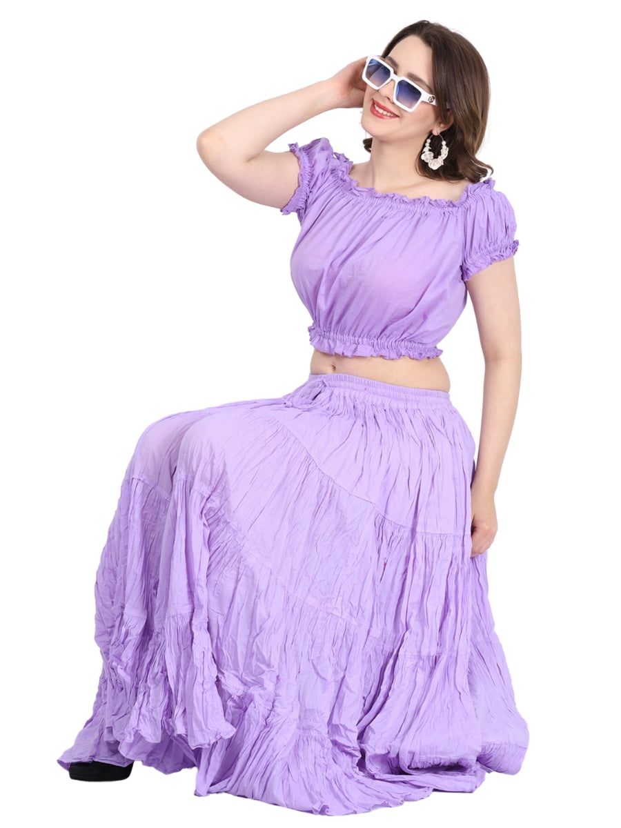 Wevez Women's American 40 Inch Cotton Tribal Skirt(Lilac)