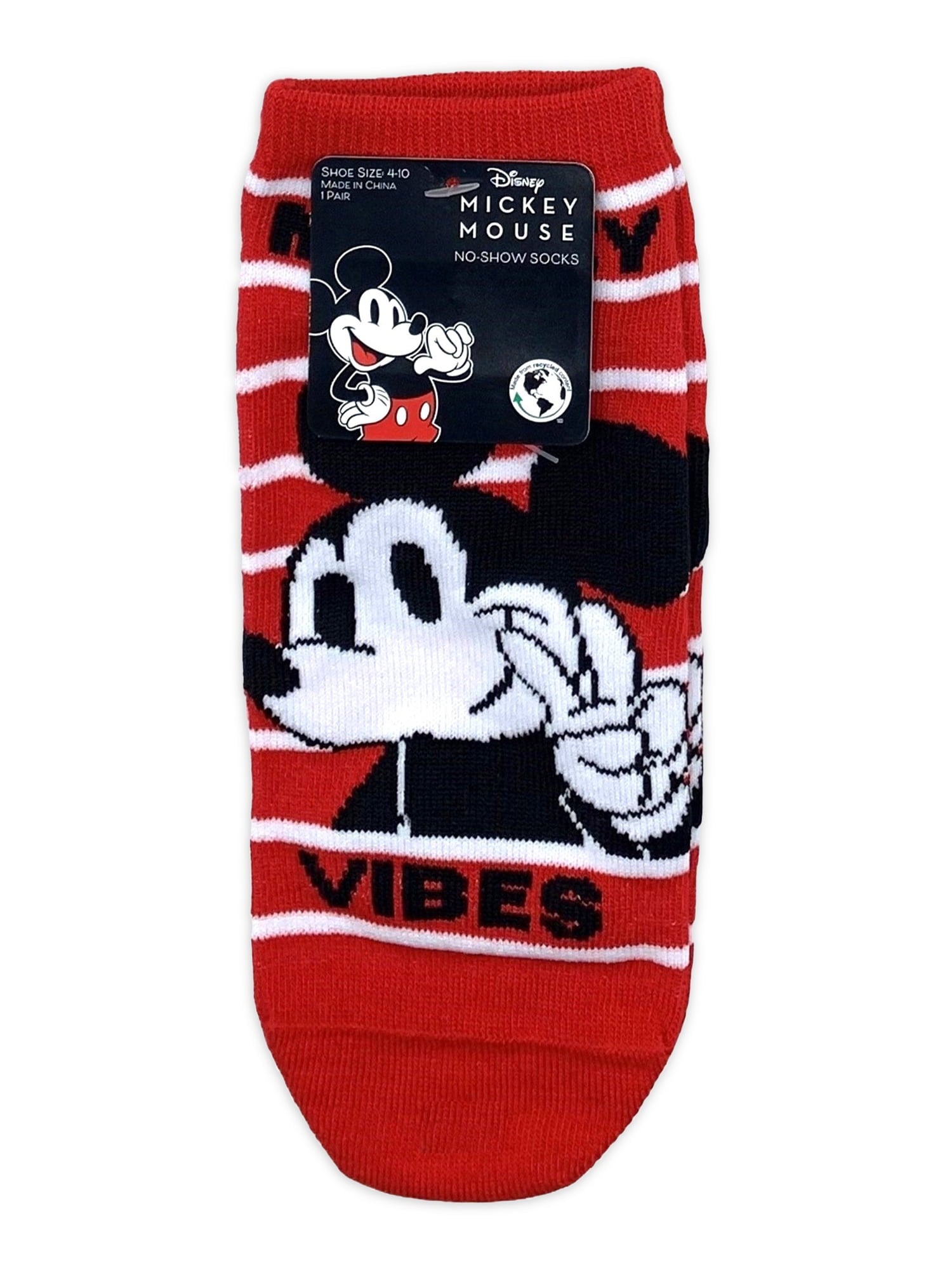 Mickey Mouse Women's Print No Show Socks, 1-Pack, Shoe Size 4-10