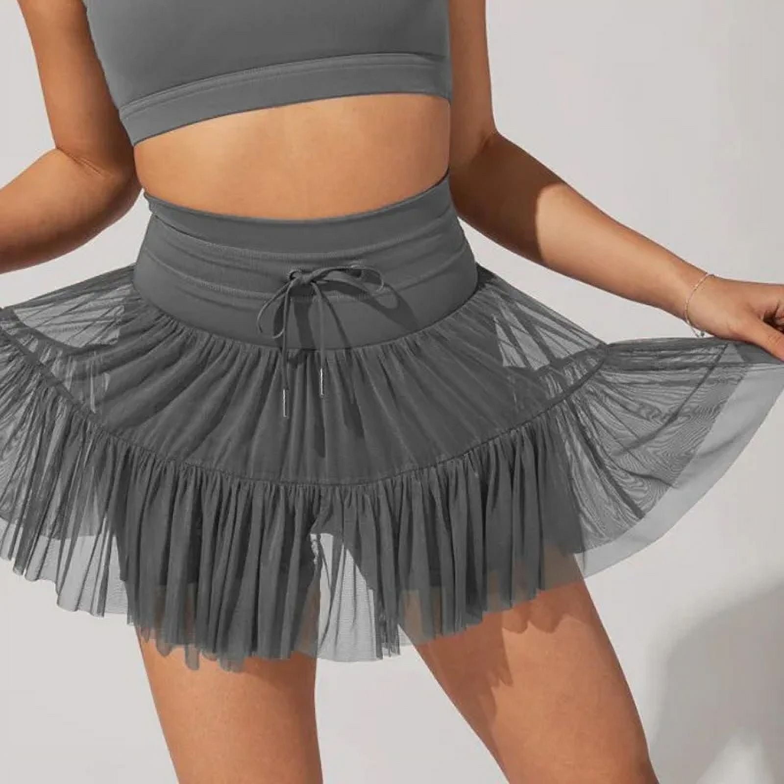 Solid Casual Short Skirt For Women 2024 Summer Fashion Y2K Women's High Waist Mesh Pleated Mini Skirt Female Street Shorts Skirt