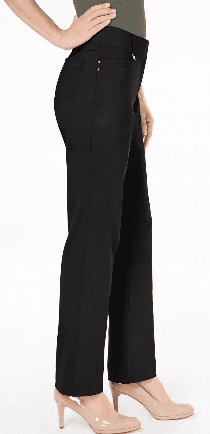 Jm Collection DEEP BLACK Women's Regular and Short Length Curvy-Fit Pants, US 10
