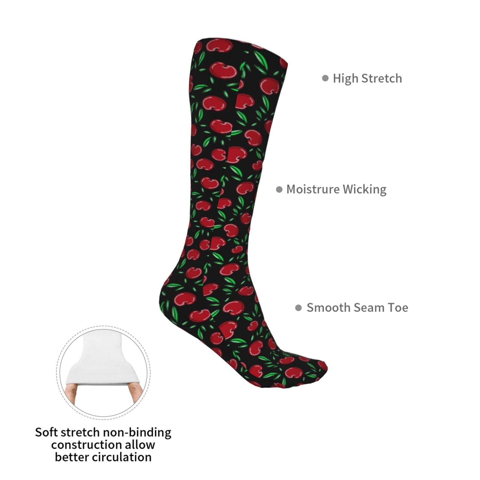 Sikiie Cherry High Stockings Women Thigh High Stockings Over Knee Long Stockings-One Size