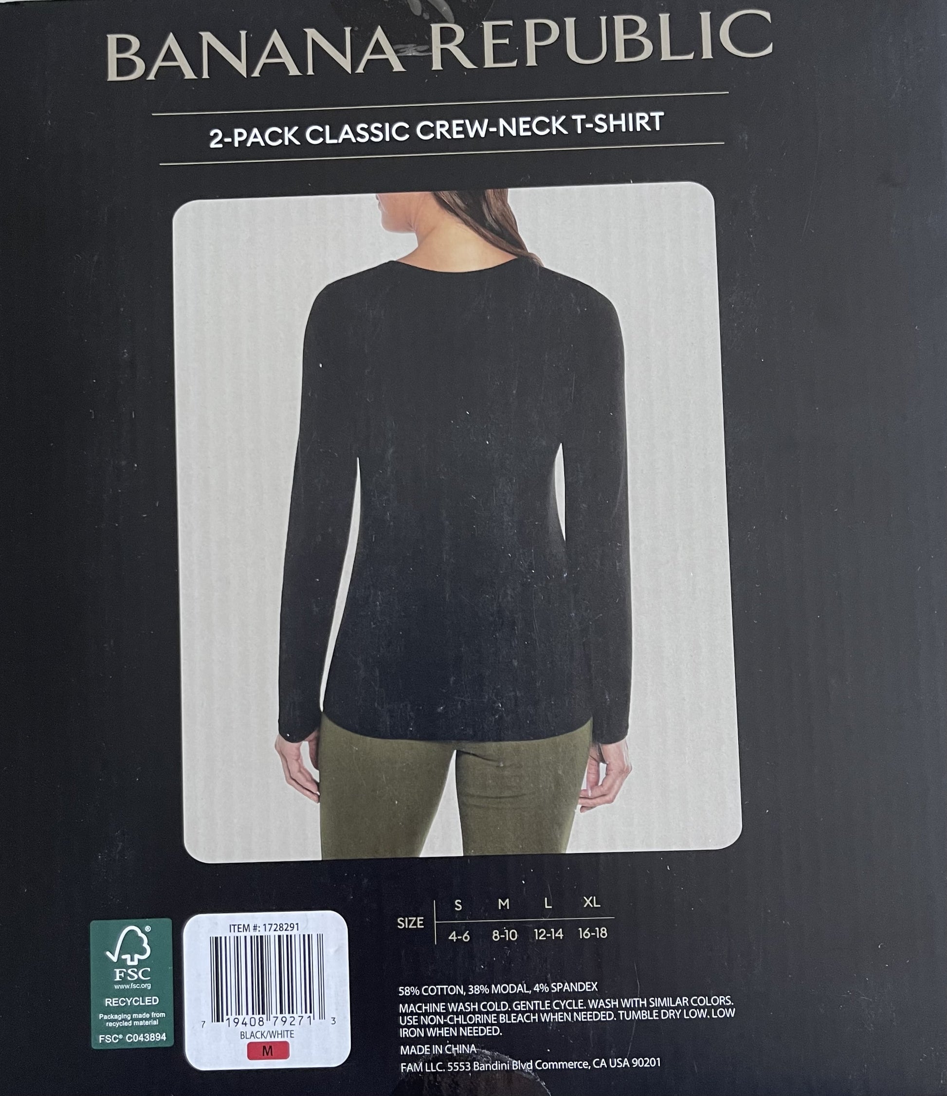 Banana Republic 2-Pack Classic  Crew - Neck T-Shirt (Black / White )  Medium
