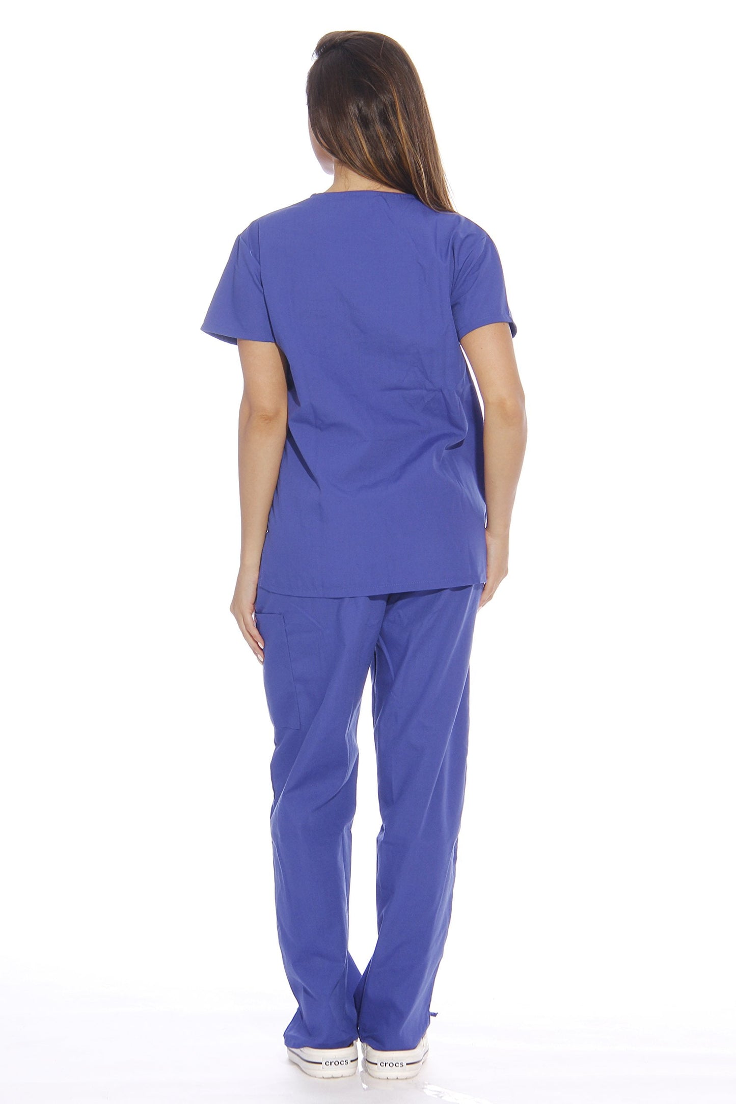 Just Love Women's Scrub Sets Six Pocket Medical Scrubs (V-Neck with Cargo Pant) (Galaxy Blue, 1X)