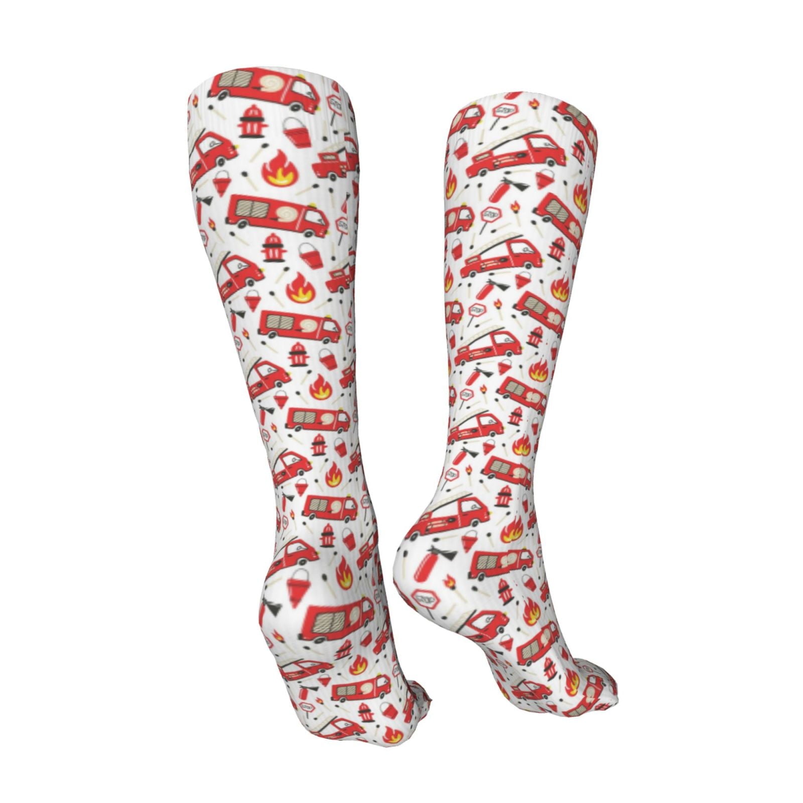 Sikiie Fire Truck High Stockings Women Thigh High Stockings Over Knee Long Stockings-One Size