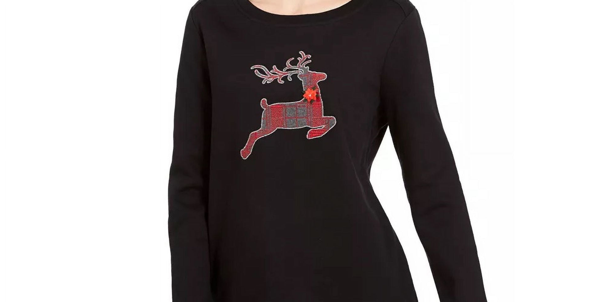 Karen Scott Women's Embellished Sweatshirt Black Size Petite Small
