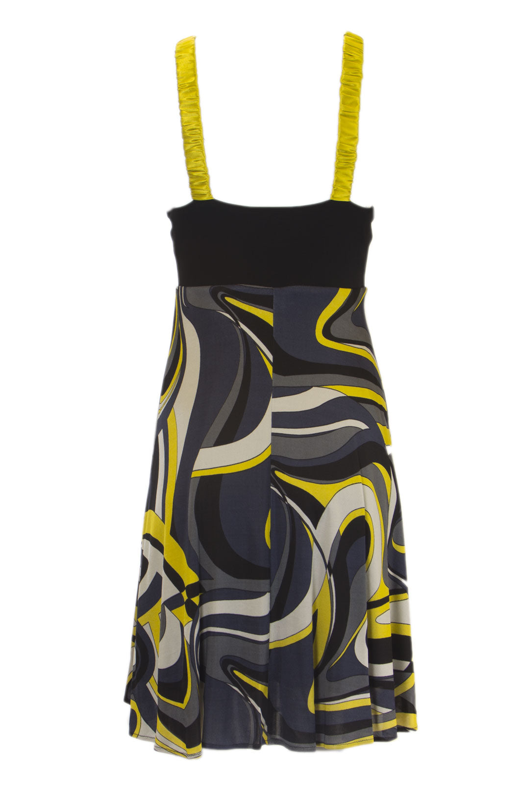 ANALILI Women's Abstract Print V-Neck A-Line Dress F802AF04 Small Yellow