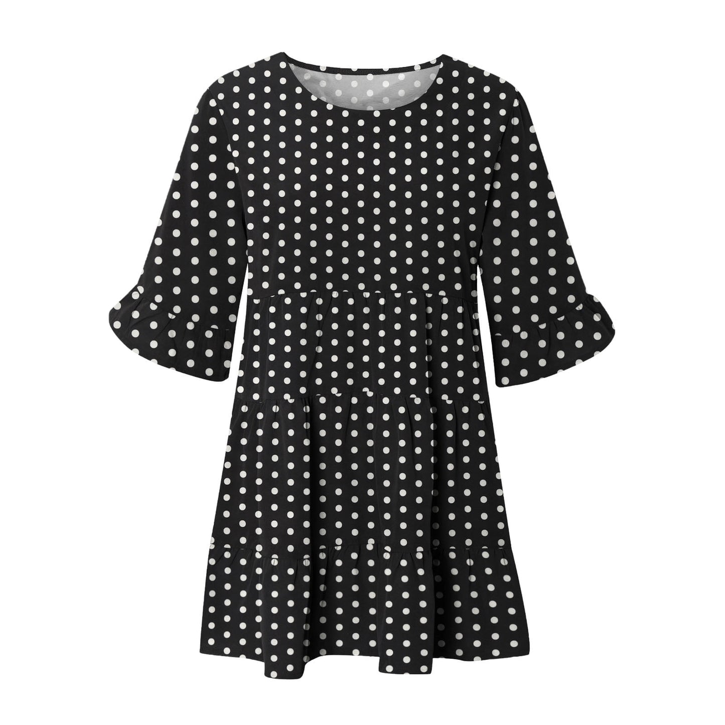 Bospose O-Neck Sweatshirts And Hoodies Women Girl Short Sleeve Top Black Dress Shirt Fashion Woman Rounk Neck Summer Blouse T-Shirt Causal Print Tops Lady Top S